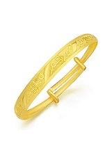 good-looking 24 yellow gold longevity and good fortune bangle for kids 